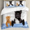 Bulldog Duvet Cover French Bulldogs Bedding Set Twin Polyester Chocolate Puppy Pet Doggy Animal Quilt Cover 19 - French Bulldog Merch