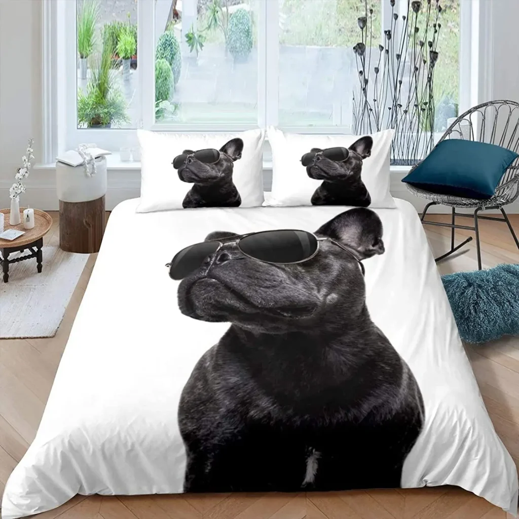 Bulldog Duvet Cover French Bulldogs Bedding Set Twin Polyester Chocolate Puppy Pet Doggy Animal Quilt Cover 4 - French Bulldog Merch