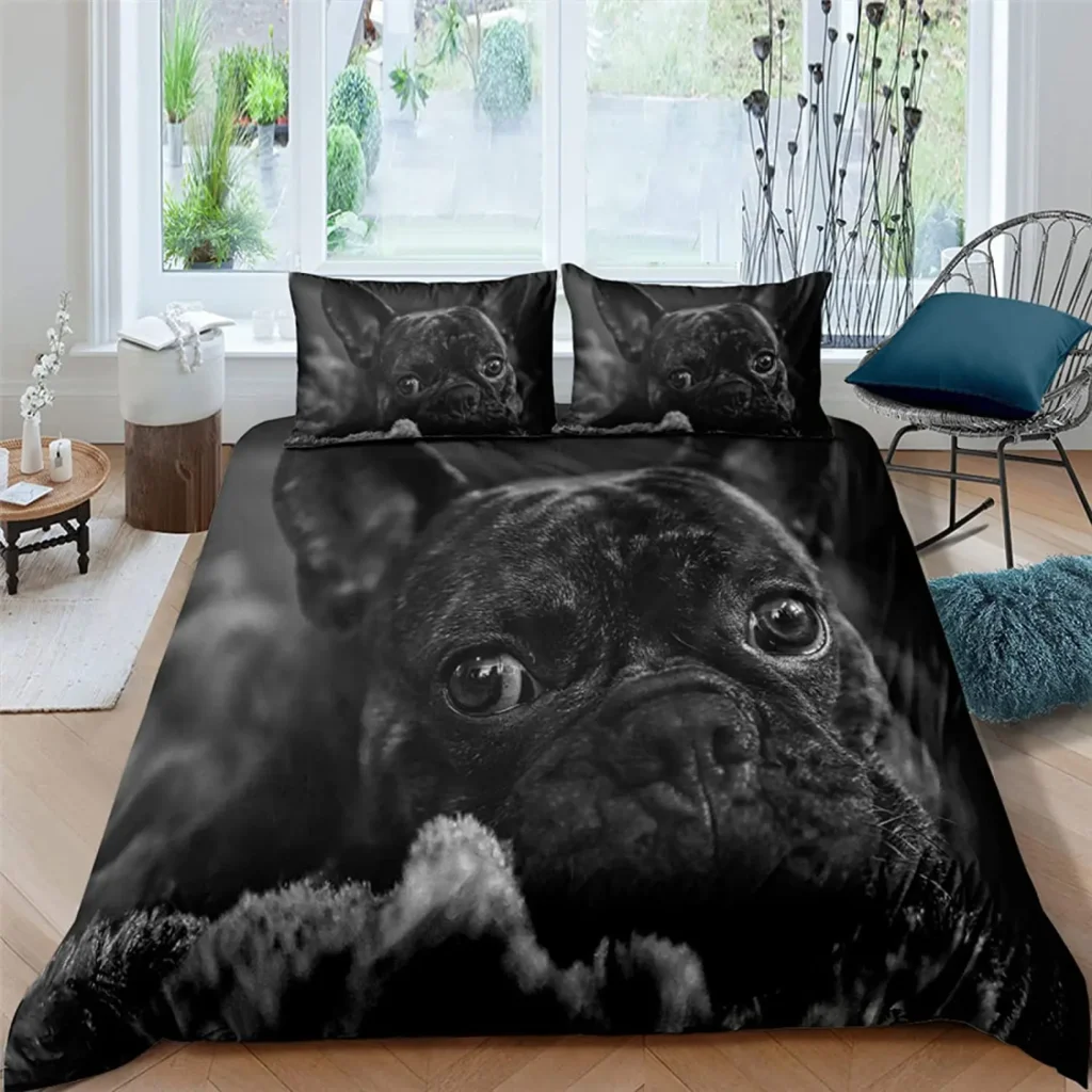 Bulldog Duvet Cover French Bulldogs Bedding Set Twin Polyester Chocolate Puppy Pet Doggy Animal Quilt Cover 9 - French Bulldog Merch