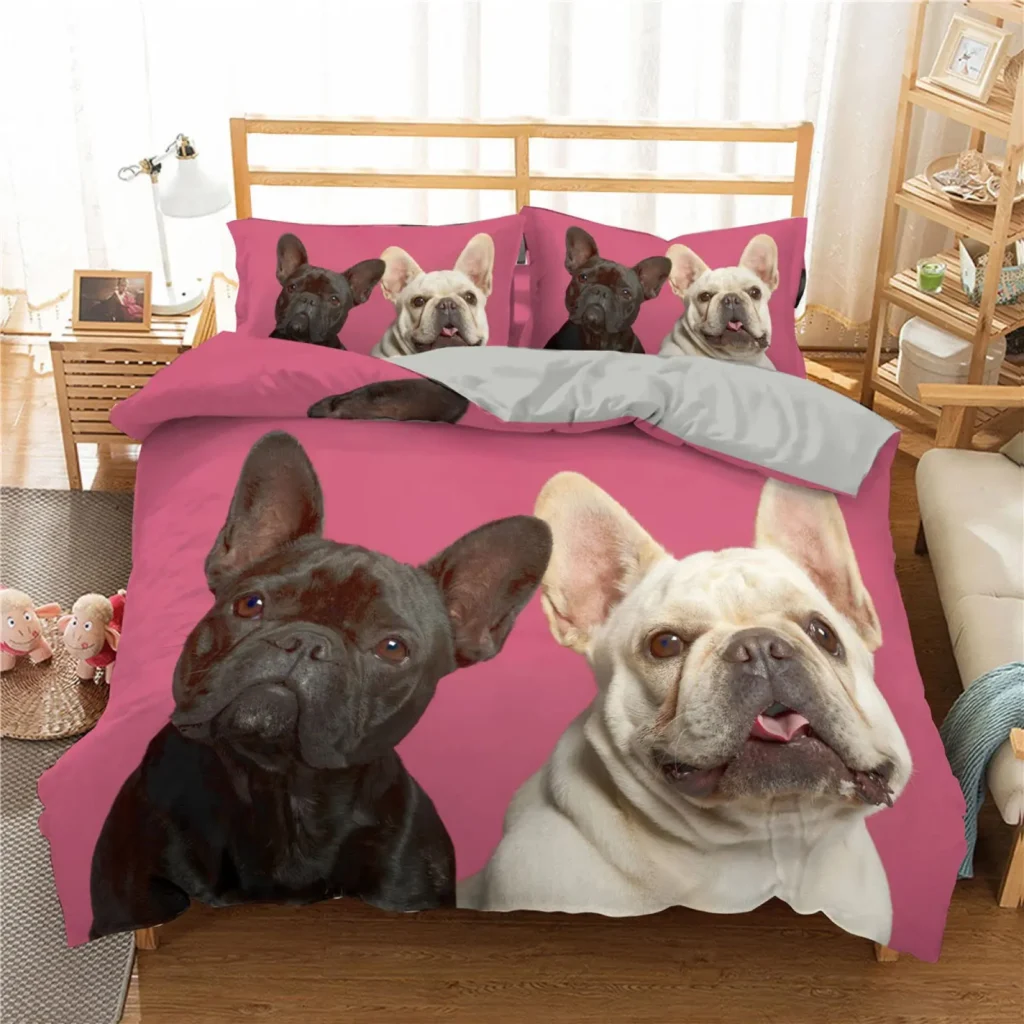 French Bulldog Duvet Cover Set Puppy Bedding Set Bedclothes with Pillowcase Single Double King Queen Size 2 - French Bulldog Merch