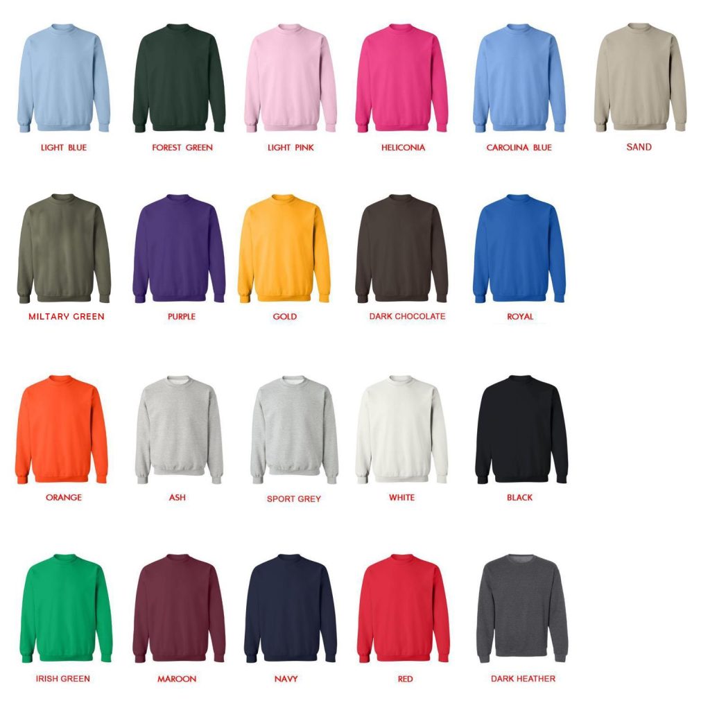 sweatshirt color chart - French Bulldog Merch