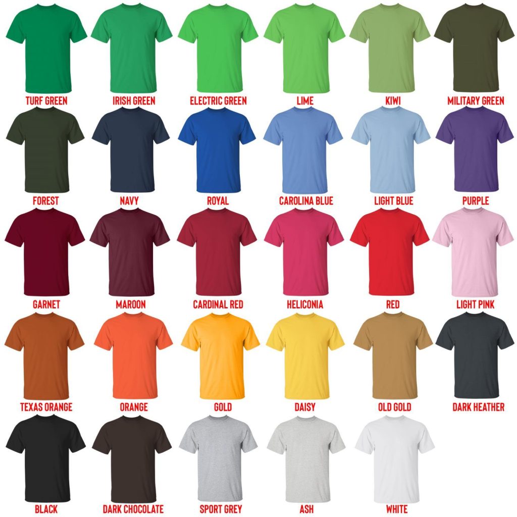 t shirt color chart - French Bulldog Merch