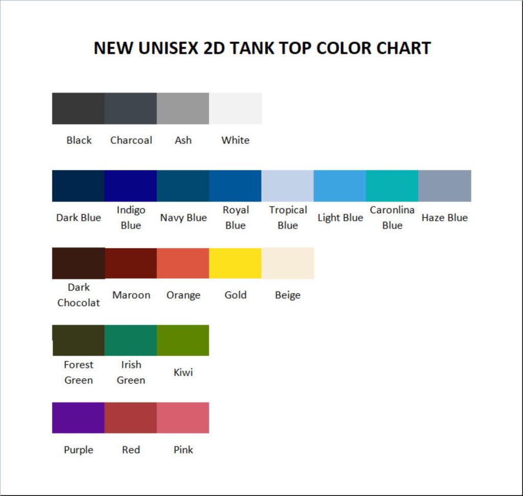 tank top color chart - French Bulldog Merch